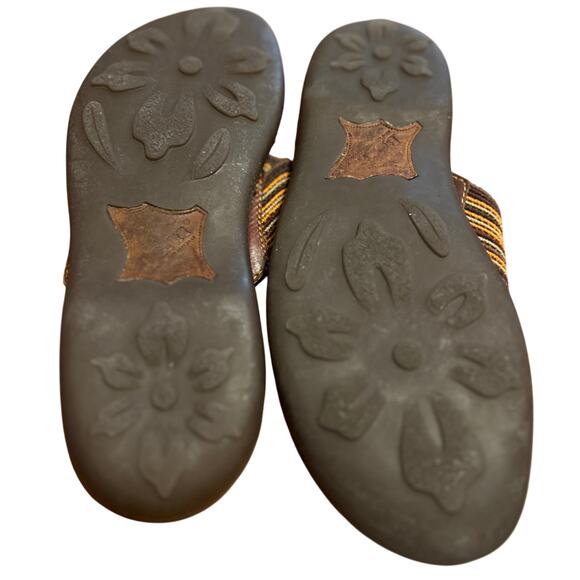 Born Womens Woven Fabric Criss Cross Slides Size 9 Brown Multi-Color - Picture 2 of 3